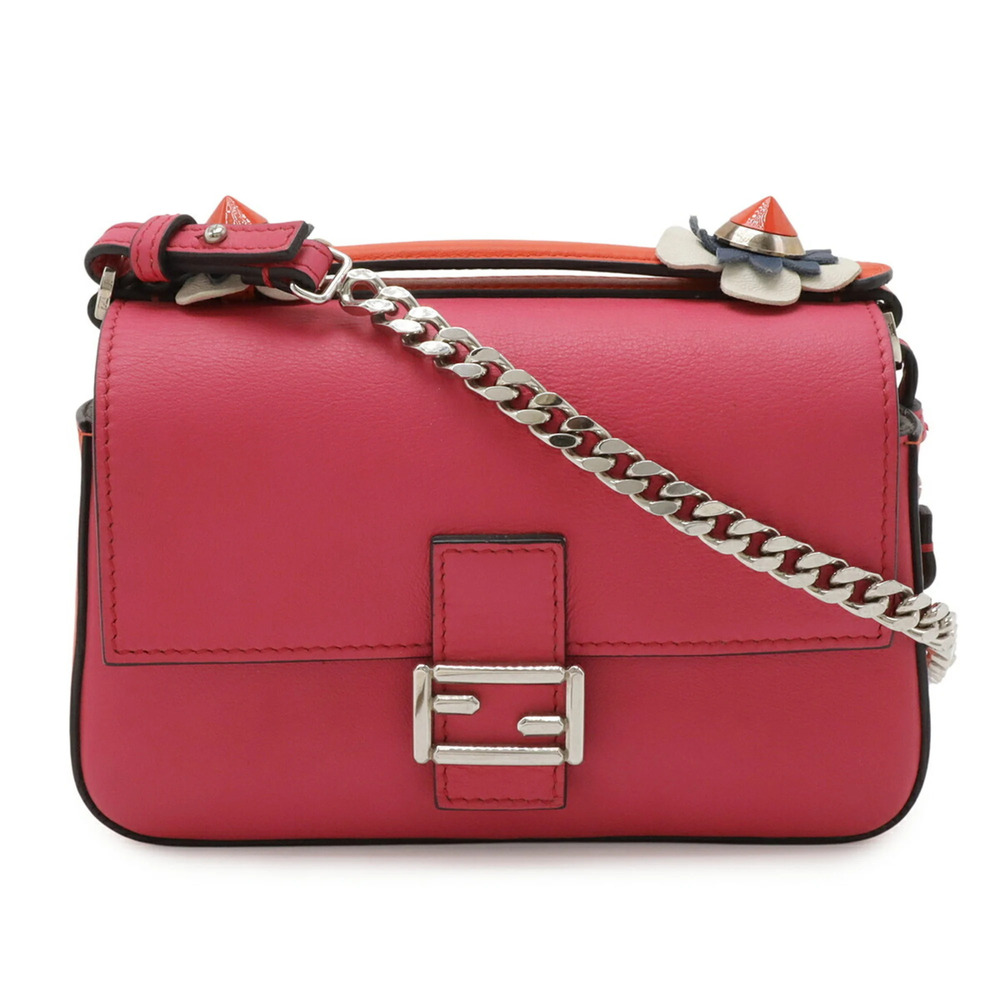 FENDI Pink Leather Shoulder Bag